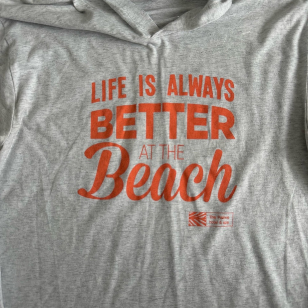 Gray Hoodie with Orange Beach Print - Picture 2 of 2